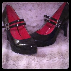 Pat and leather Mary Jane heels